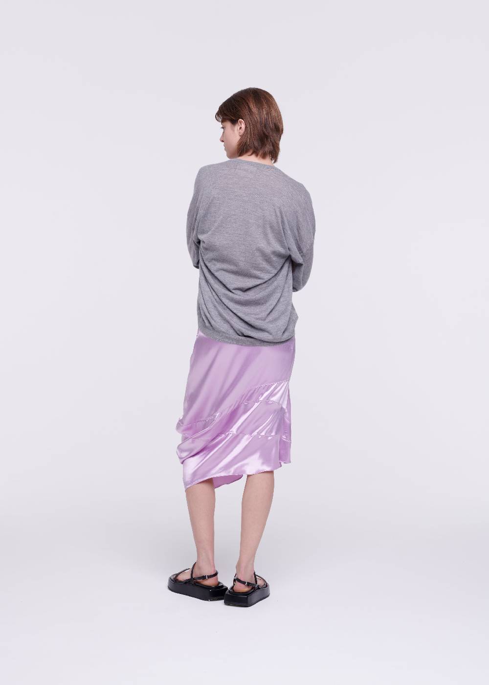 Plan C MAGLIONE GRIGIO IN CASHMERE DRAPPEGGIATO Economico