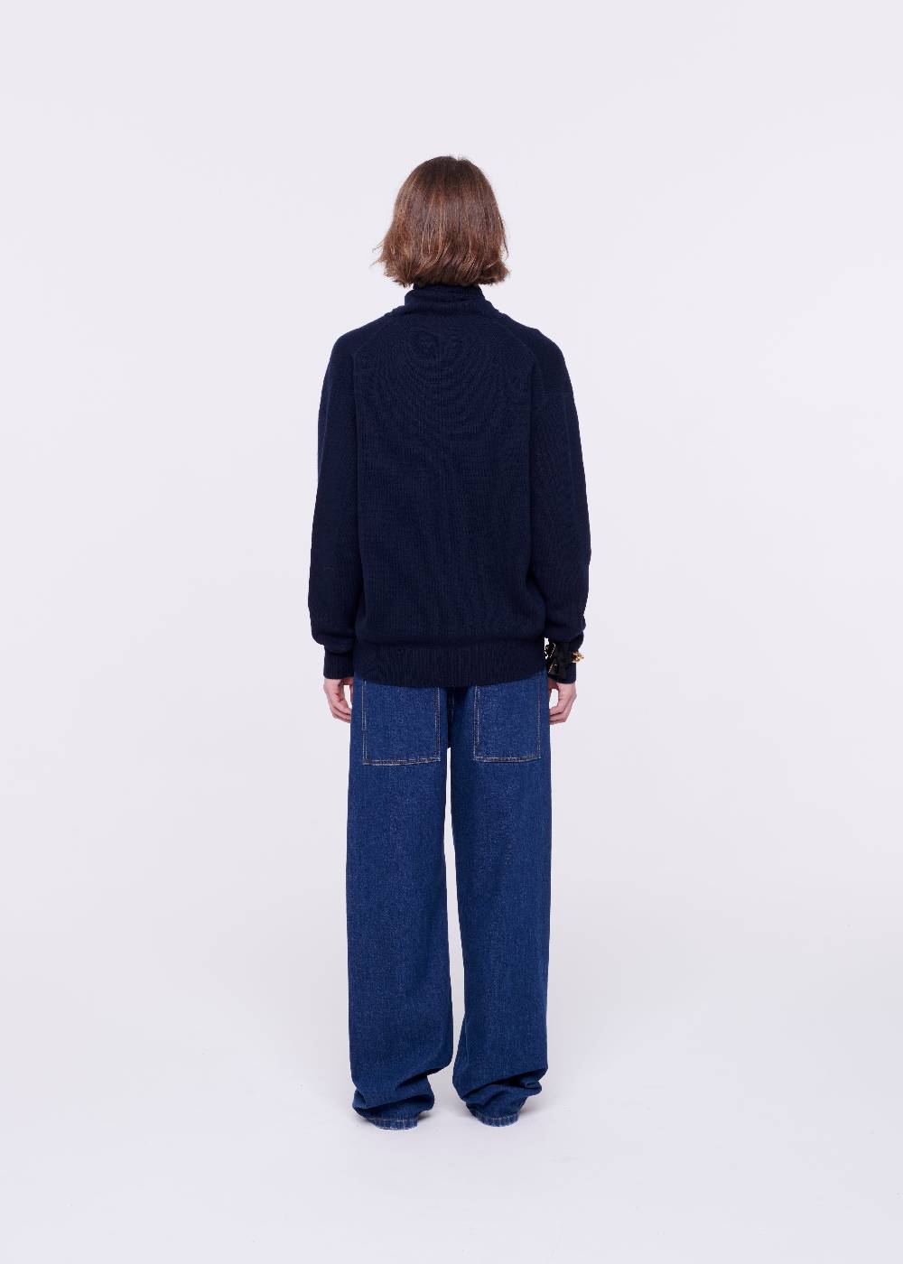 Plan C MAGLIONE CON FOULARD NAVY IN LANA Online