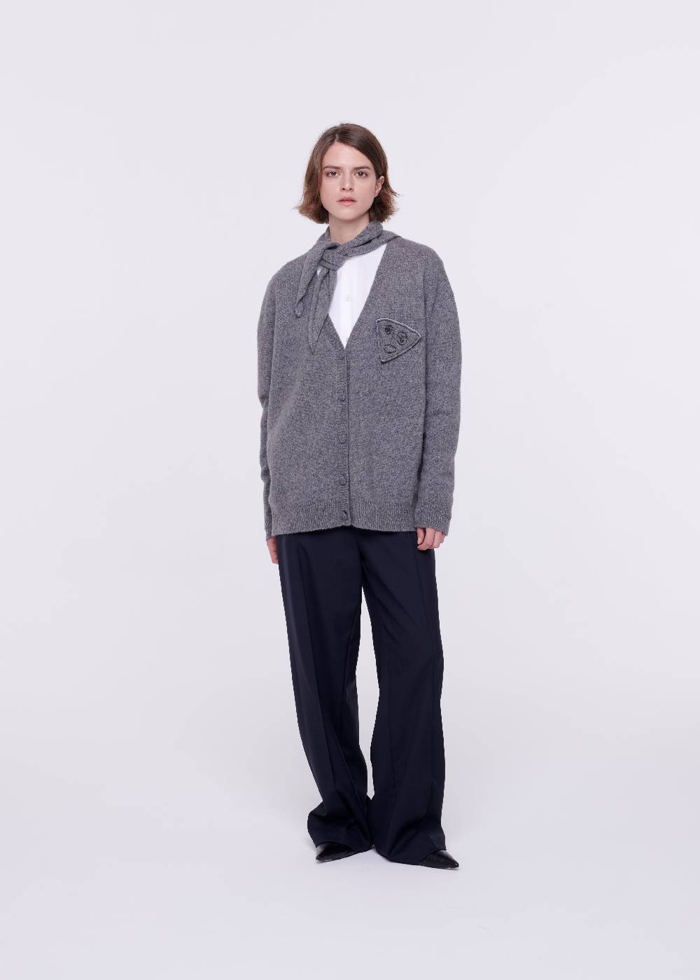 Plan C CARDIGAN IN LANA MERINO CON SCIALLE Saldi