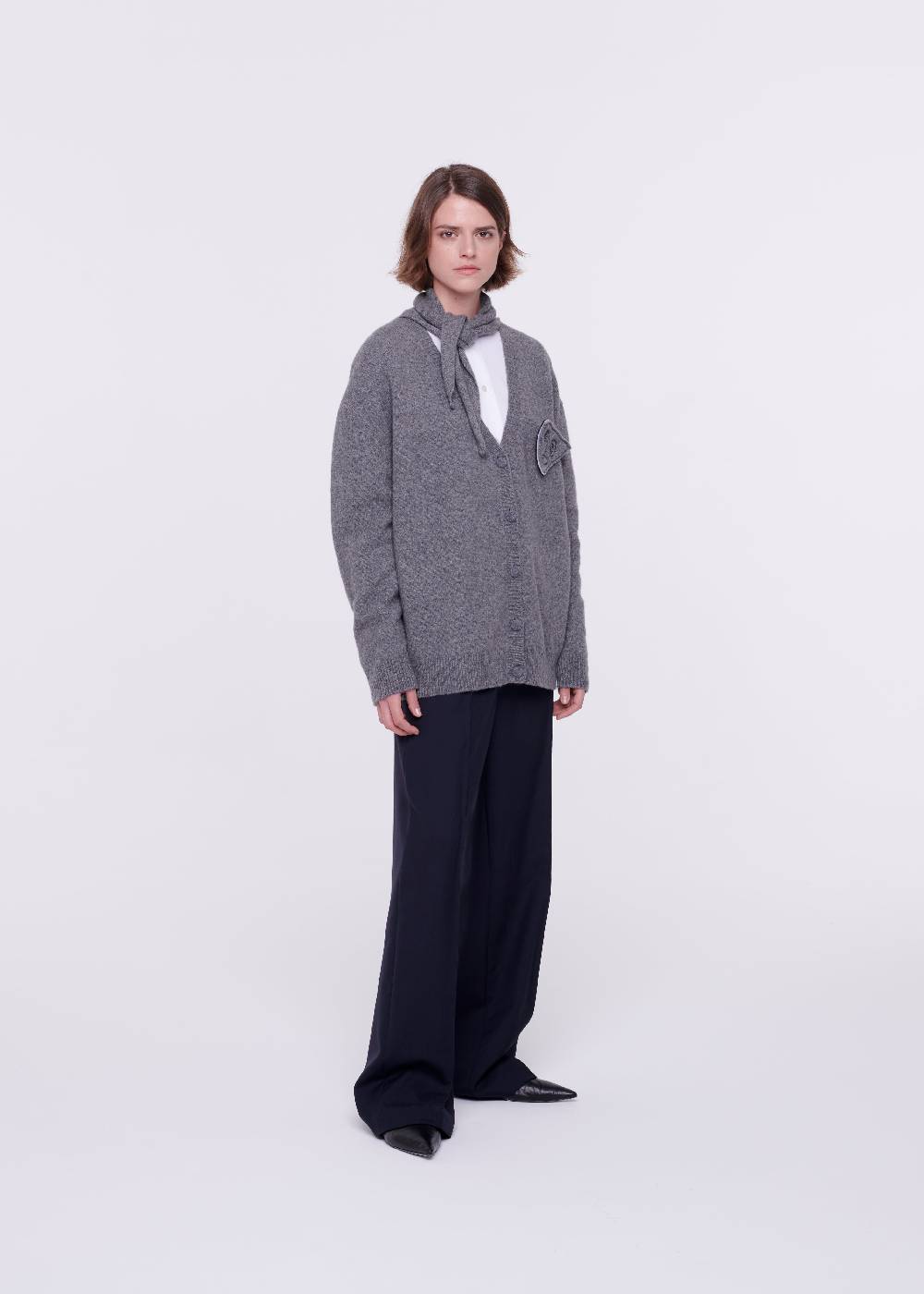 Plan C CARDIGAN IN LANA MERINO CON SCIALLE Saldi
