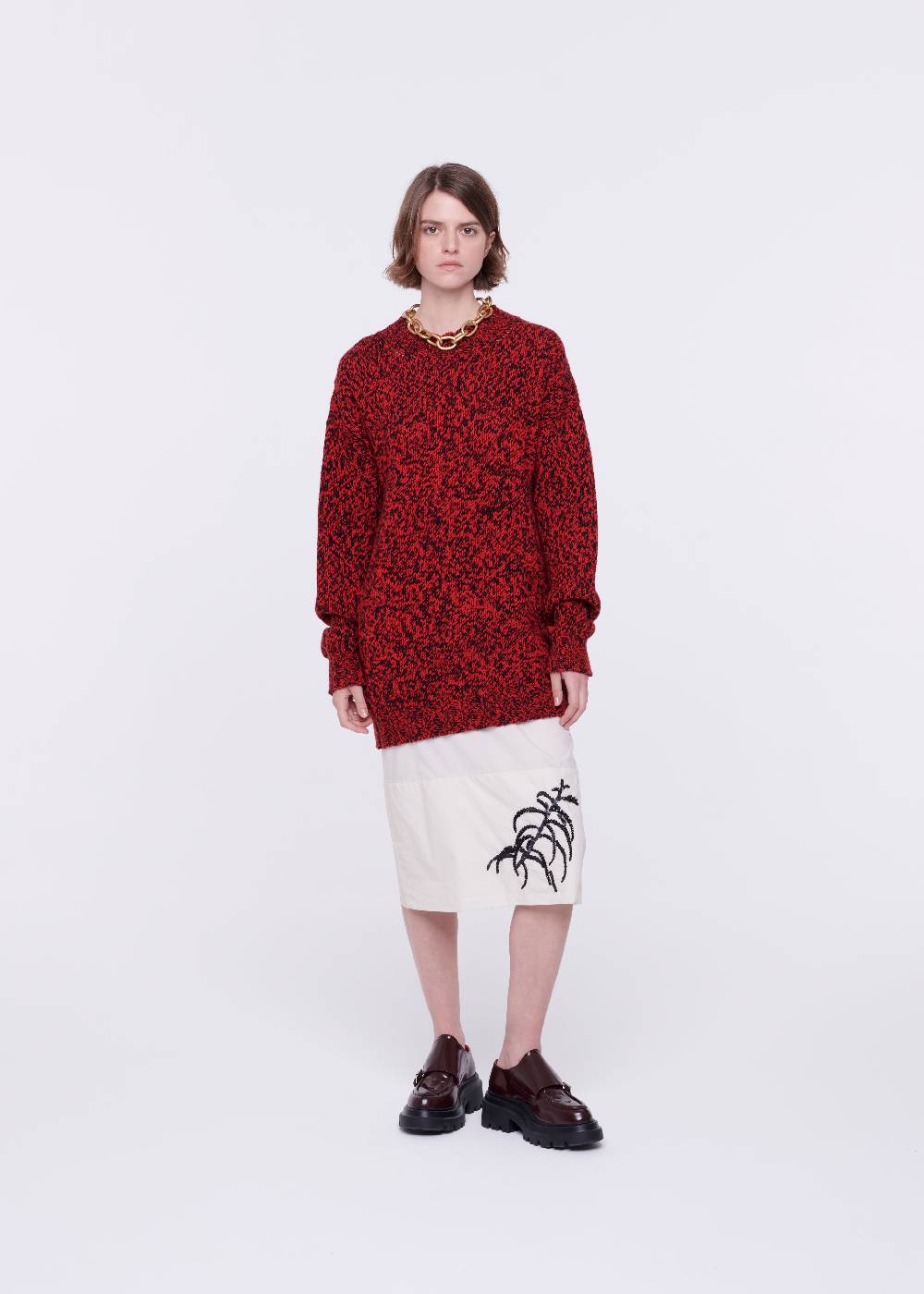 Plan C MAGLIONE DI LANA ROSSO MELANGE Offerte