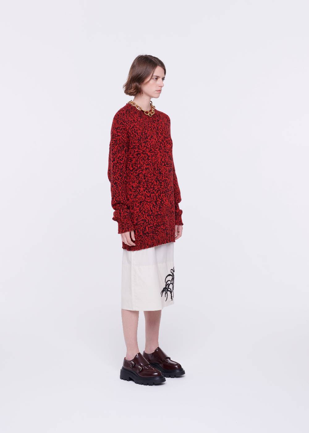 Plan C MAGLIONE DI LANA ROSSO MELANGE Offerte