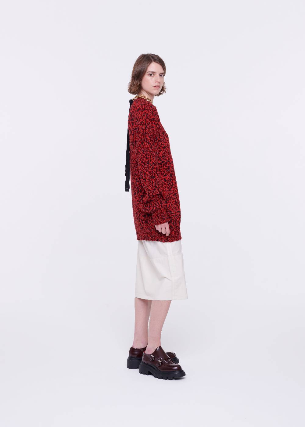 Plan C MAGLIONE DI LANA ROSSO MELANGE Offerte