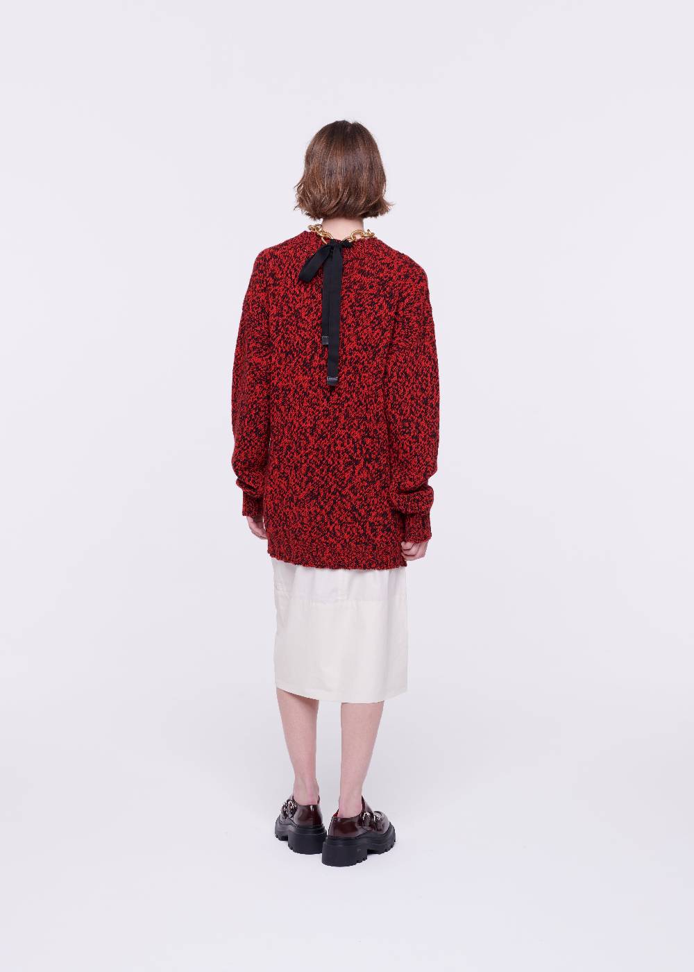 Plan C MAGLIONE DI LANA ROSSO MELANGE Offerte
