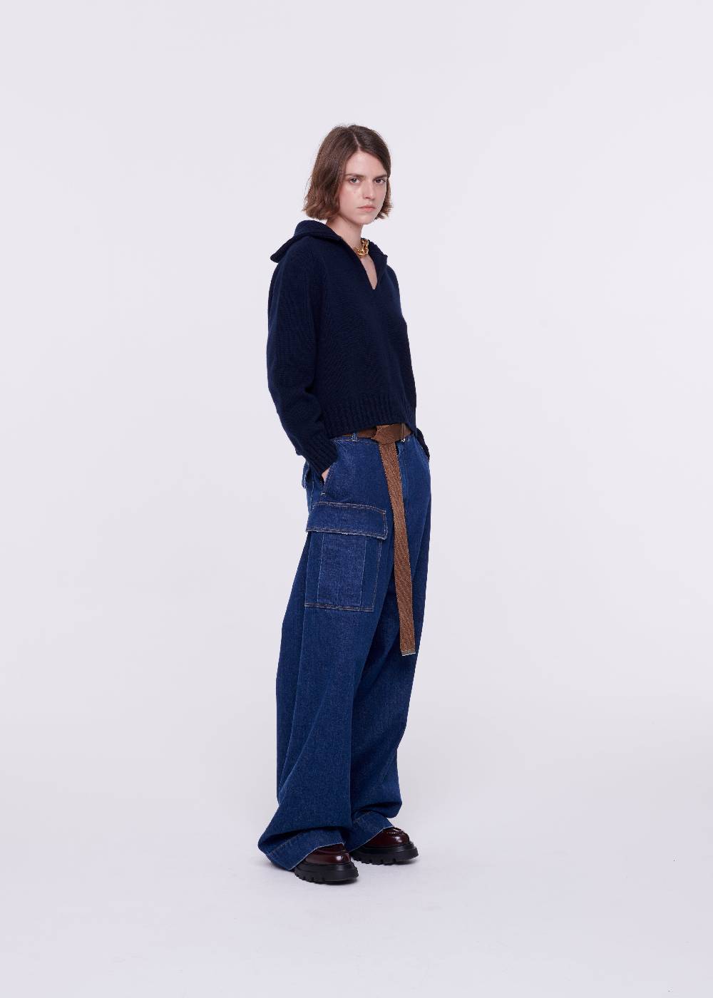Plan C MAGLIONE NAVY IN CACHEMIRE Saldi Di Fabbrica