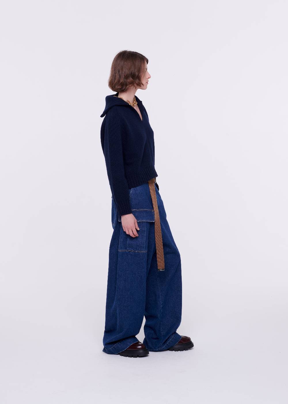Plan C MAGLIONE NAVY IN CACHEMIRE Saldi Di Fabbrica