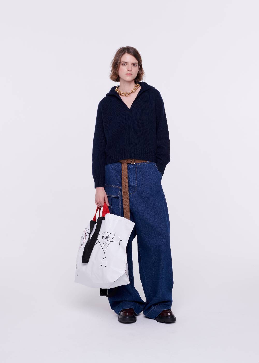 Plan C MAGLIONE NAVY IN CACHEMIRE Saldi Di Fabbrica
