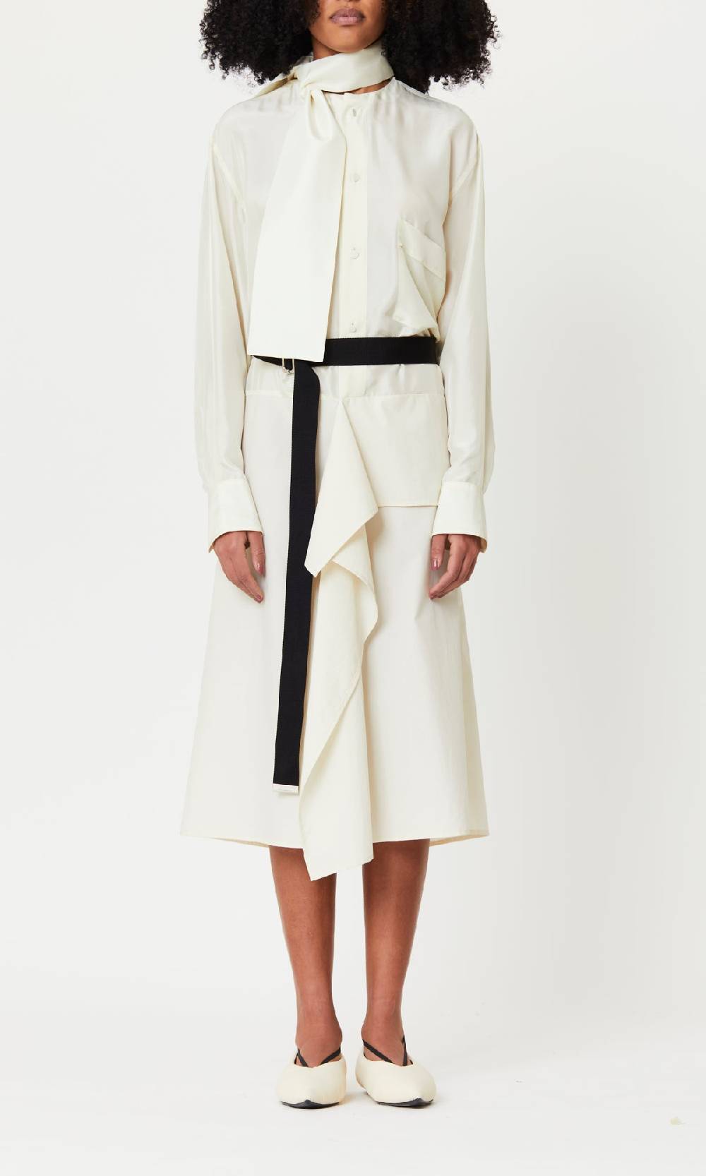 Plan C ABITO MIDI A PANNELLI CON FOULARD Spedizione Gratuita