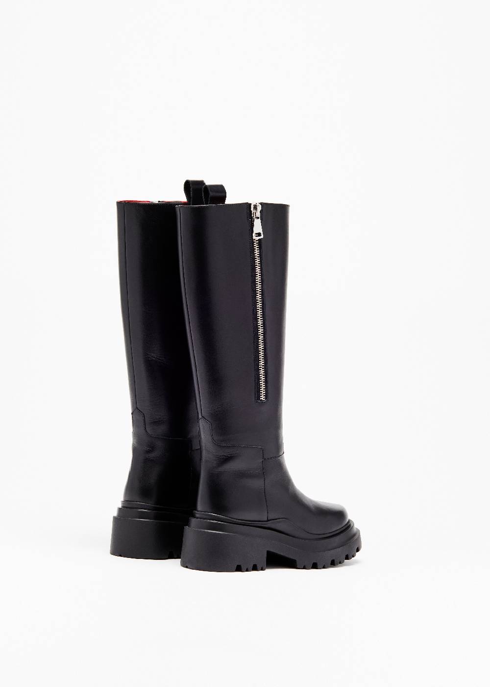 Plan C STIVALI NERI IN PELLE CON SUOLA CHUNKY Consegna Veloce