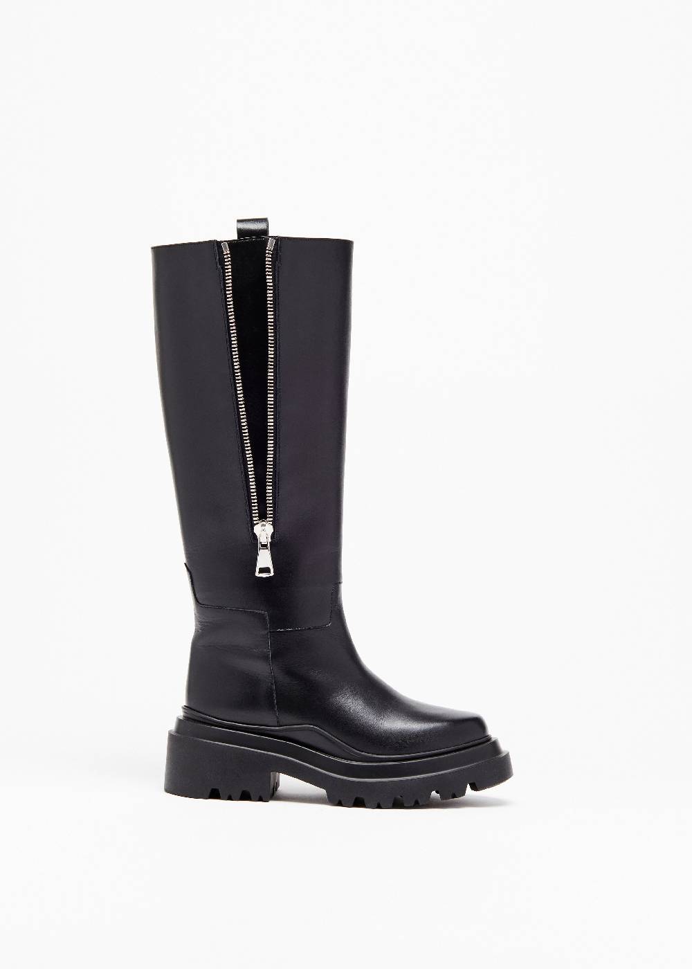 Plan C STIVALI NERI IN PELLE CON SUOLA CHUNKY Consegna Veloce