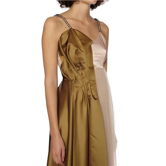QUETSCHE_ ABITO LUNGO IN TULLE E SETA Offerte