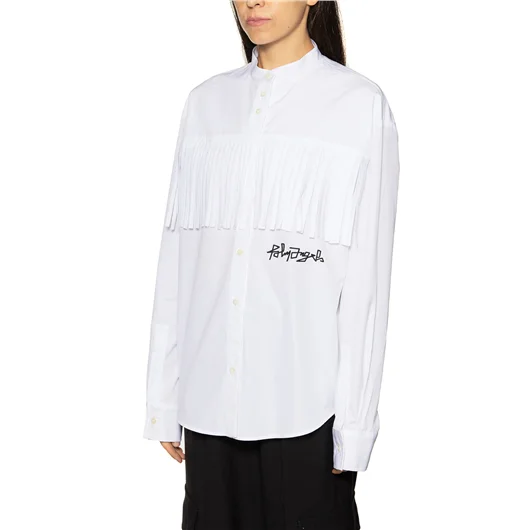 PALM ANGELS CAMICIA IN COTONE LOGO DESERT E FRANGE Qualità Garantita