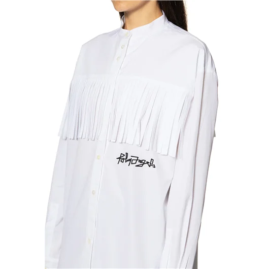 PALM ANGELS CAMICIA IN COTONE LOGO DESERT E FRANGE Qualità Garantita