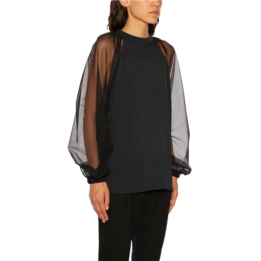 NOSTRASANTISSIMA CAMICIA RAGLAN IN SETA E TULLE Sottocosto