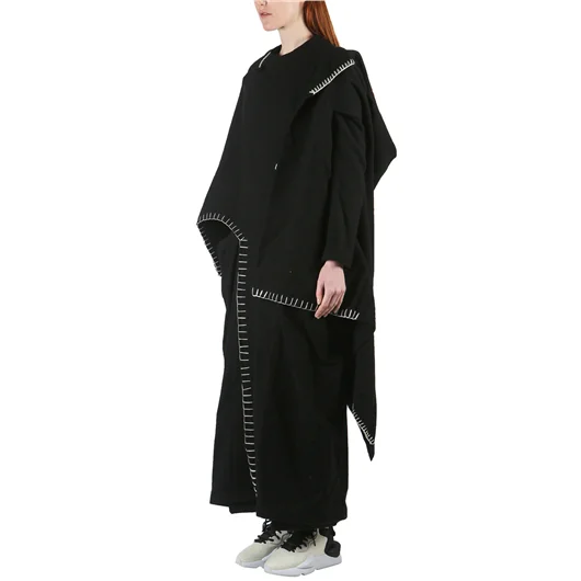 YOHJI YAMAMOTO CAPPOTTO LUNGO IN LANA CON IMPUNTURE Nuova