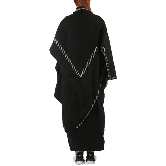 YOHJI YAMAMOTO CAPPOTTO LUNGO IN LANA CON IMPUNTURE Nuova