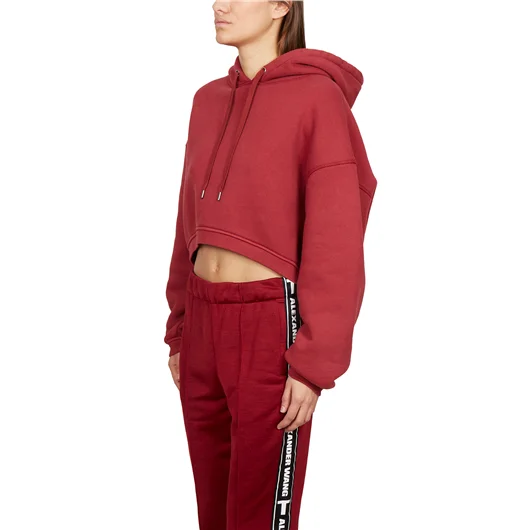 ALEXANDER WANG FELPA IN COTONE CORTA CON CAPPUCCIO Prezzo Ridotto