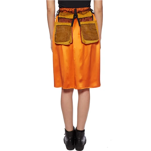 QUETSCHE_ GONNA IN SETA CON TASCHE APPLICATE Consegna Veloce