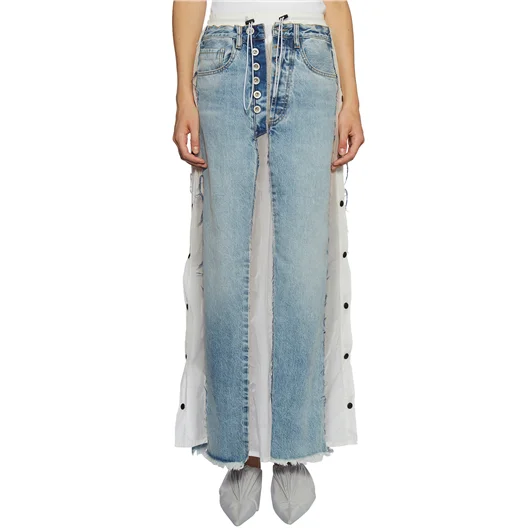 BEN TAVERNITI UNRAVEL GONNA LUNGA IN DENIM E NYLON Fino Al -60%