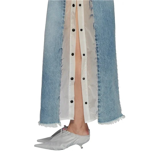 BEN TAVERNITI UNRAVEL GONNA LUNGA IN DENIM E NYLON Fino Al -60%
