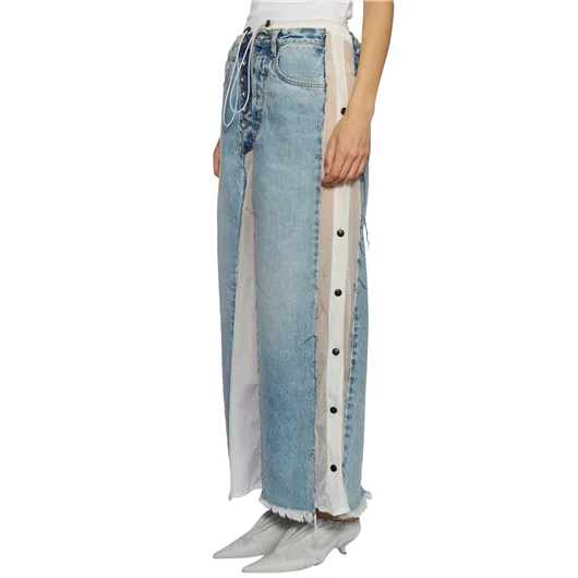 BEN TAVERNITI UNRAVEL GONNA LUNGA IN DENIM E NYLON Fino Al -60%