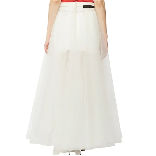 BEN TAVERNITI UNRAVEL GONNA LUNGA IN DENIM E TULLE Shopping Online