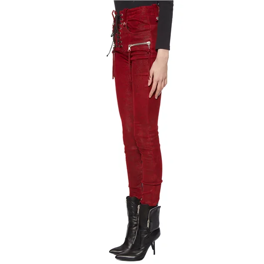 BEN TAVERNITI UNRAVEL PANTALONI IN PELLE STRETCH LACEUP In Saldo