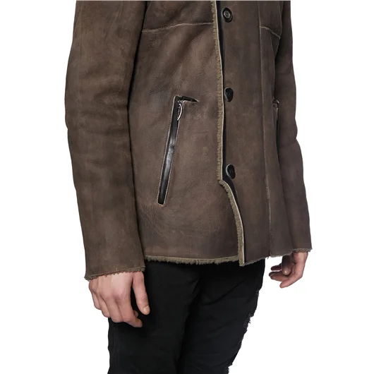 DANIELE BASTA CAPPOTTO IN SHERALING E PELLE Vendita Calda