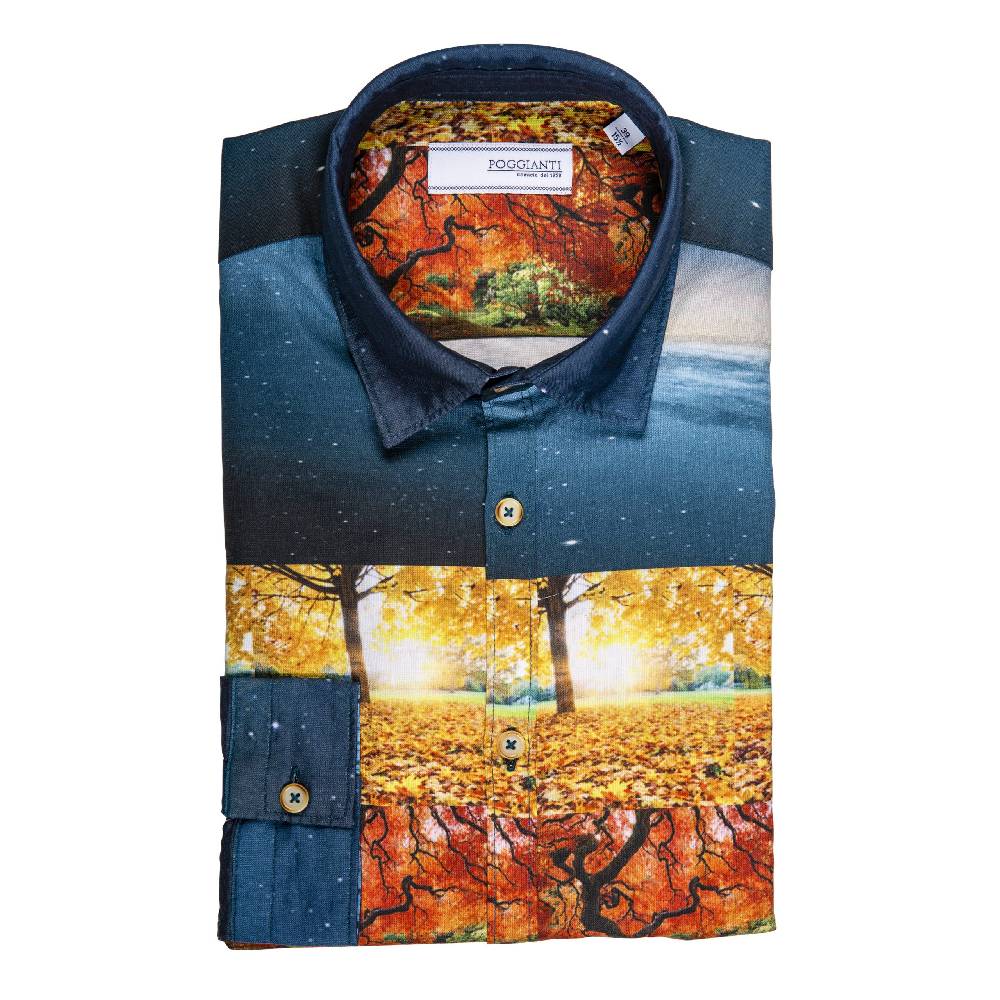 Poggianti Camicia fantasia Autunno collo italiano Qualità Garantita