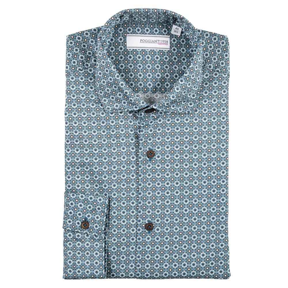 Poggianti Camicia fantasia collo francese Consegna Veloce