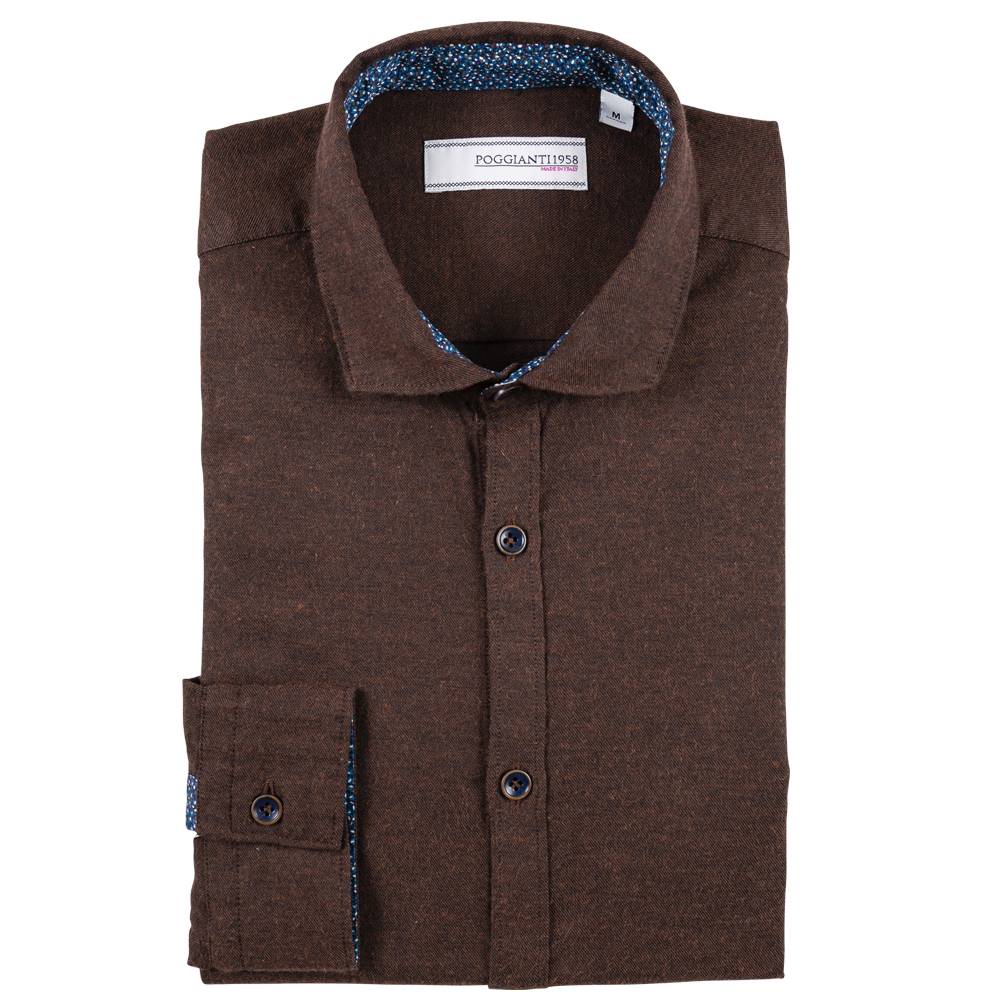 Poggianti Camicia in flanella con contrasti fantasia Sottocosto