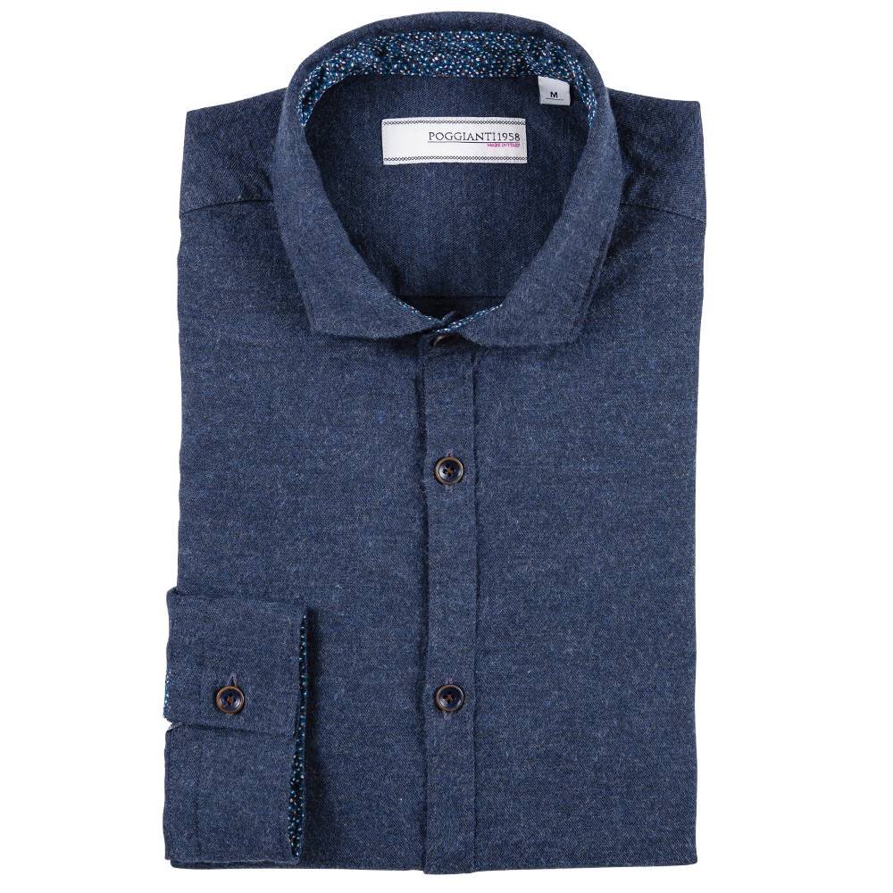 Poggianti Camicia in flanella con contrasti fantasia Presa