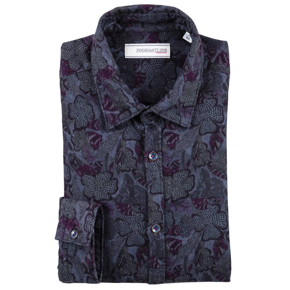 Poggianti Camicia fantasia floreale in flanella Sconto
