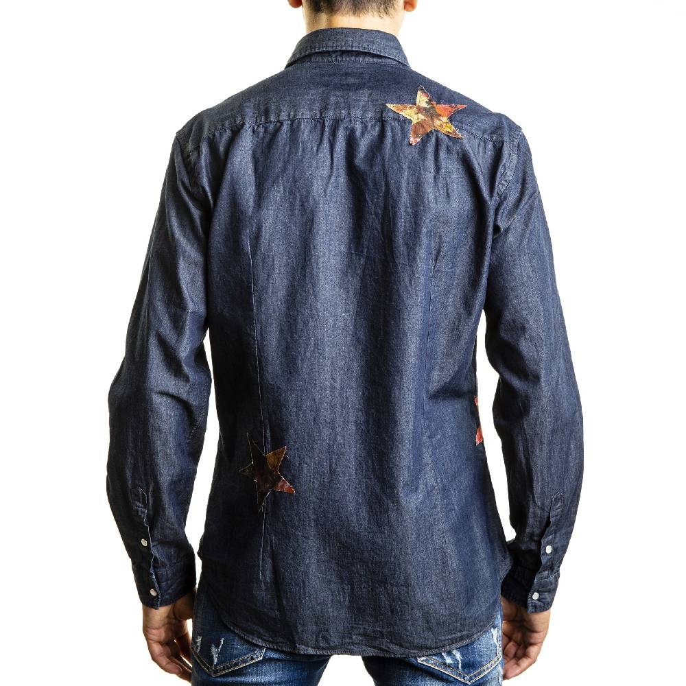 Poggianti Camicia Denim con stelle patchwork In Vendita
