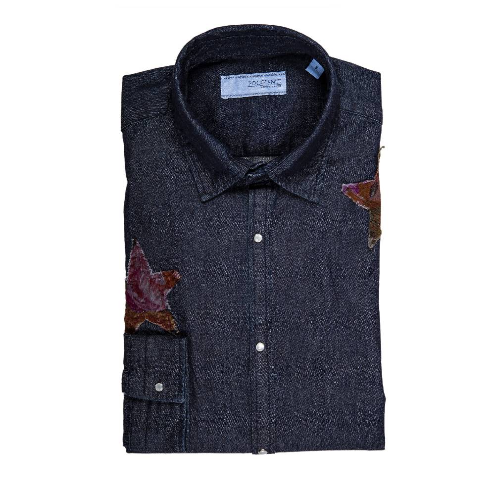 Poggianti Camicia Denim con stelle patchwork In Vendita
