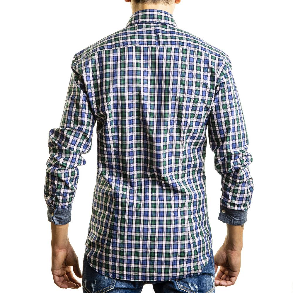 Poggianti Camicia Quadri con contrasti in denim Saldi