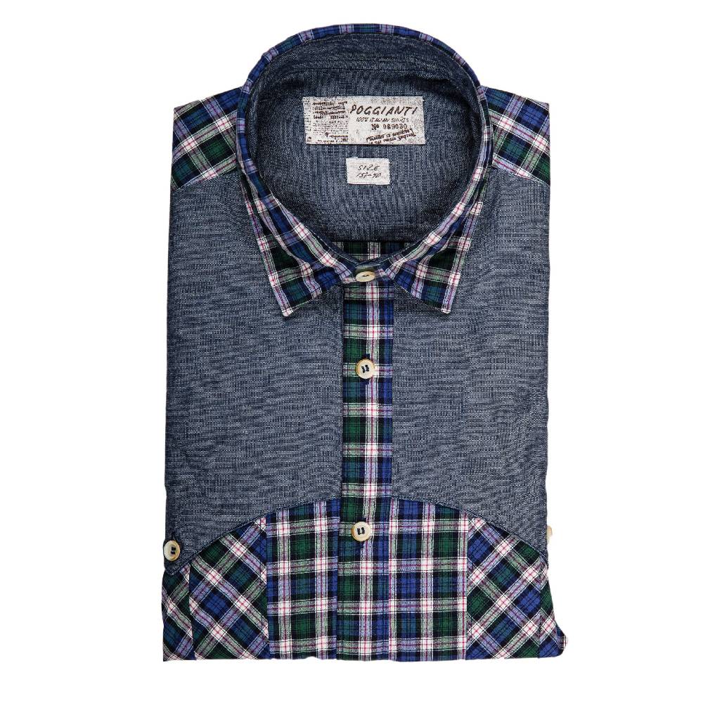 Poggianti Camicia Quadri con contrasti in denim Saldi