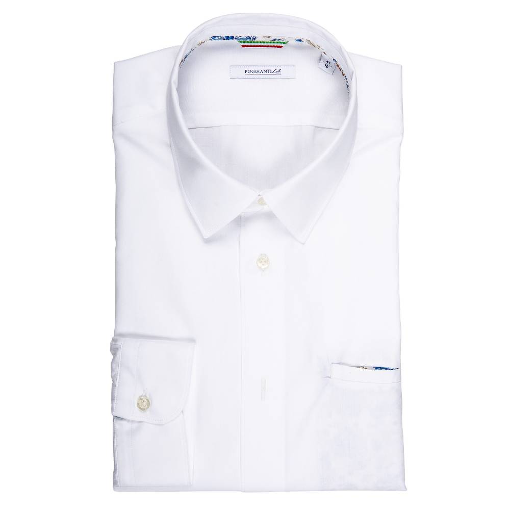 Poggianti Camicia Bianca con contrasti fantasia Offerte