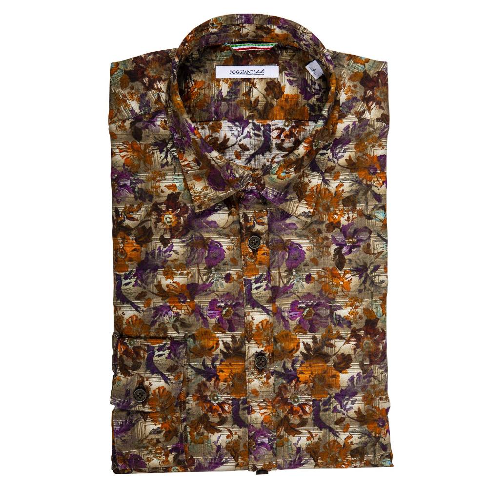 Poggianti Camicia Fantasia Quadri Vendita Calda