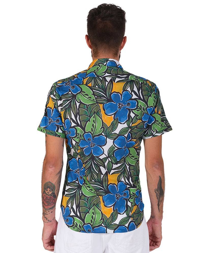 Poggianti Camicia Fantasia Collo Morbido azzurro Convenienza