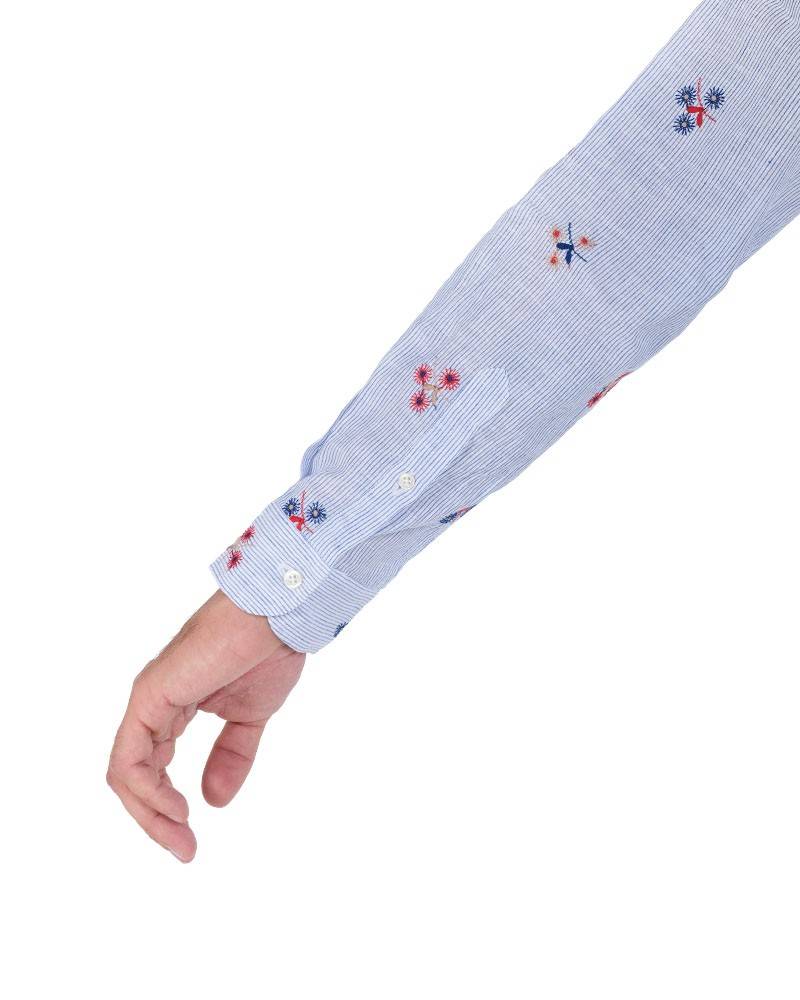 Poggianti Camicia Fantasia Collo Morbido azzurro Online