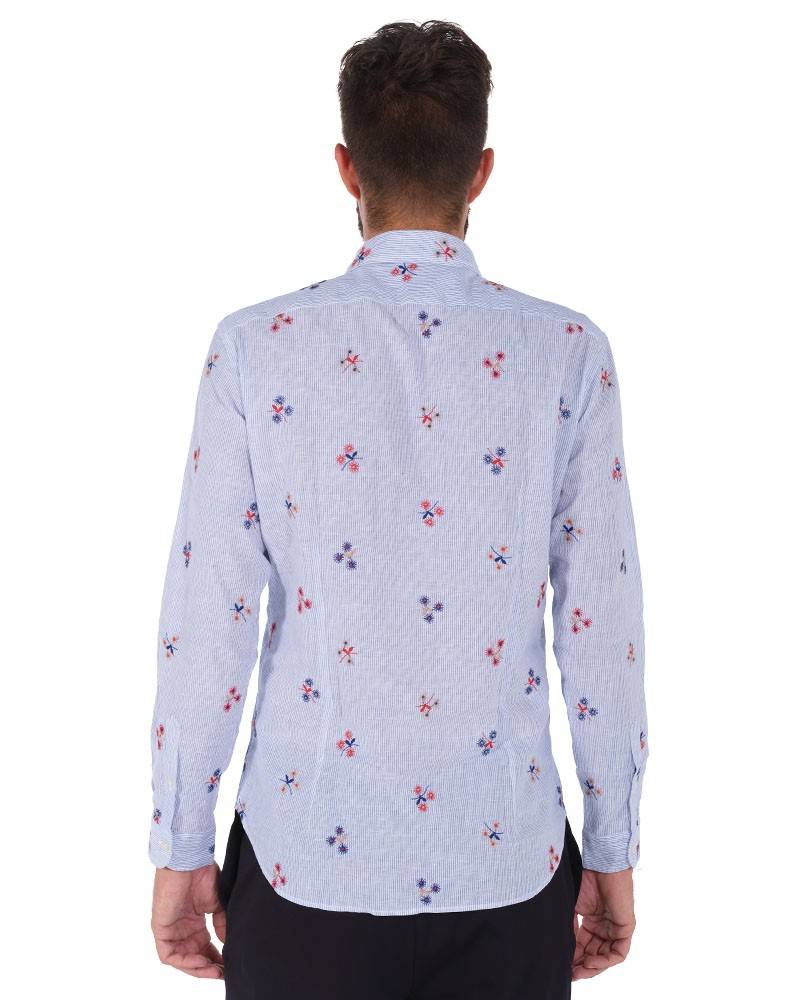 Poggianti Camicia Fantasia Collo Morbido azzurro Online