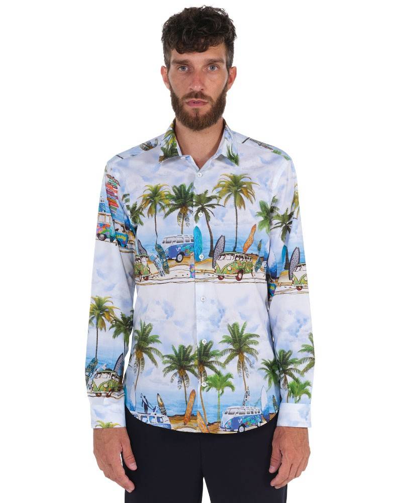 Poggianti Camicia Fantasia Collo Morbido Paesaggio In Vendita