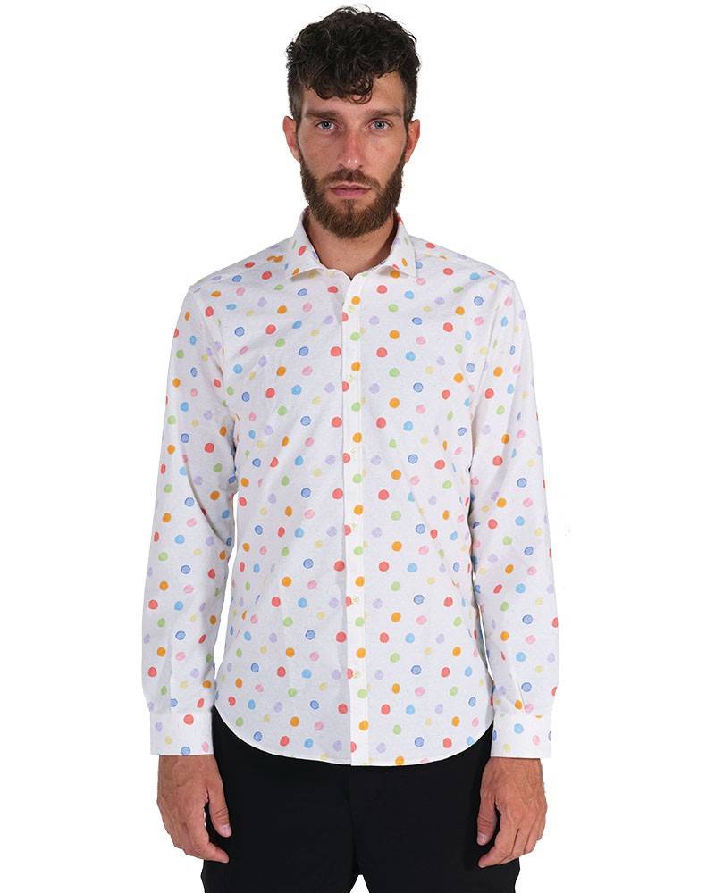 Poggianti Camicia Fantasia Collo Morbido Bianco Hotsell