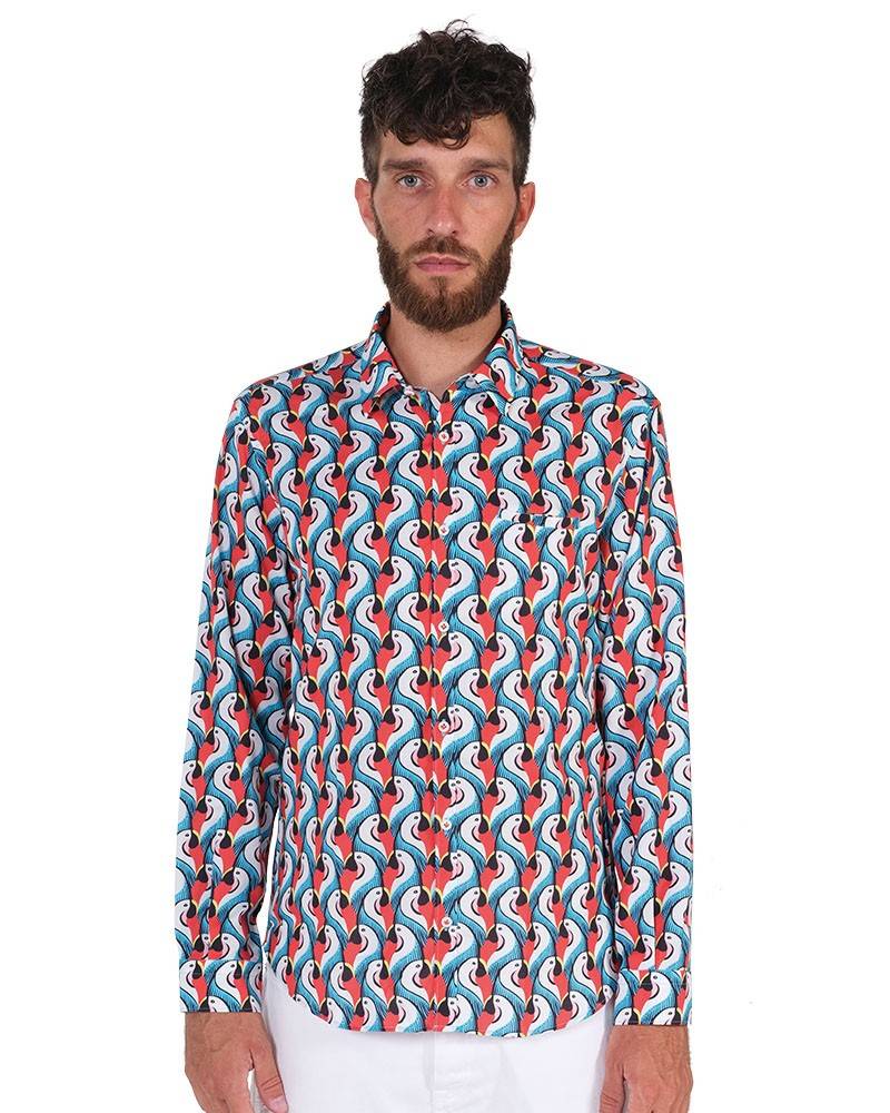 Poggianti Camicia Fantasia Collo Morbido Multicolore Vendita Economica