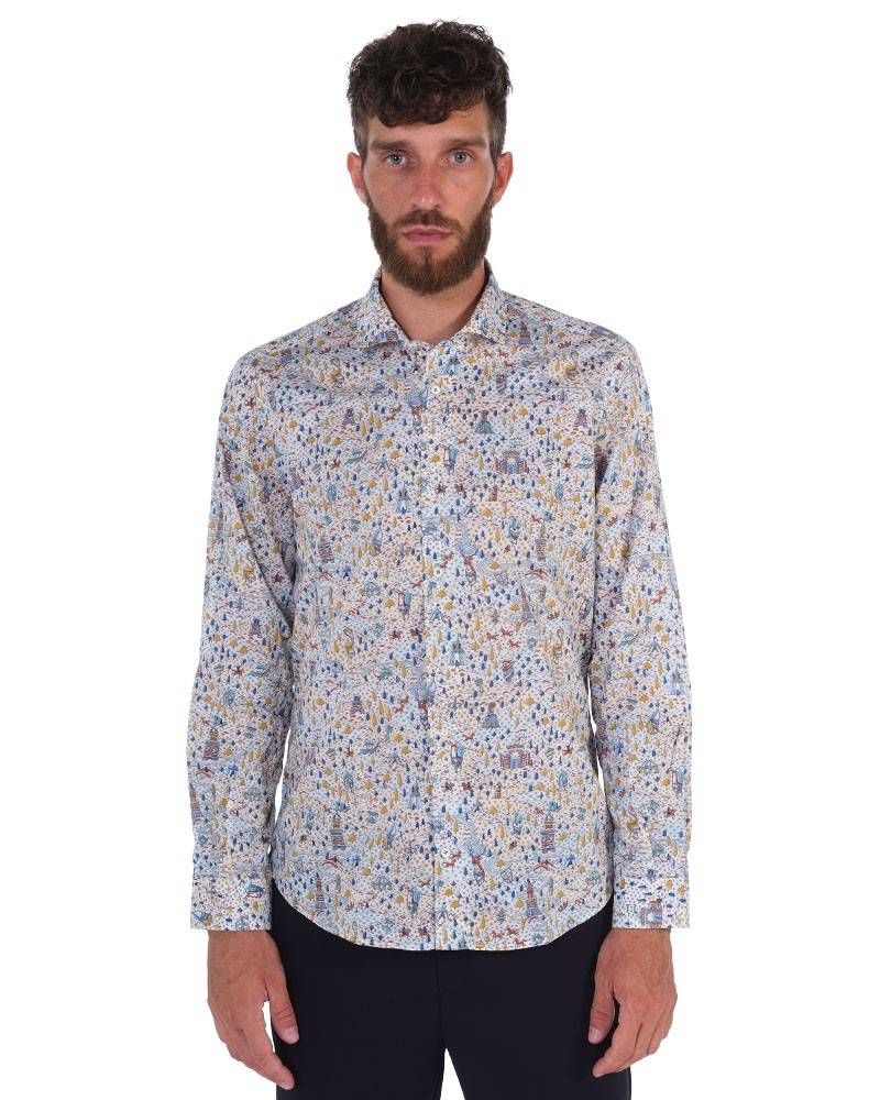 Poggianti Camicia Fantasia Collo Morbido Multicolore Saldi Di Fabbrica