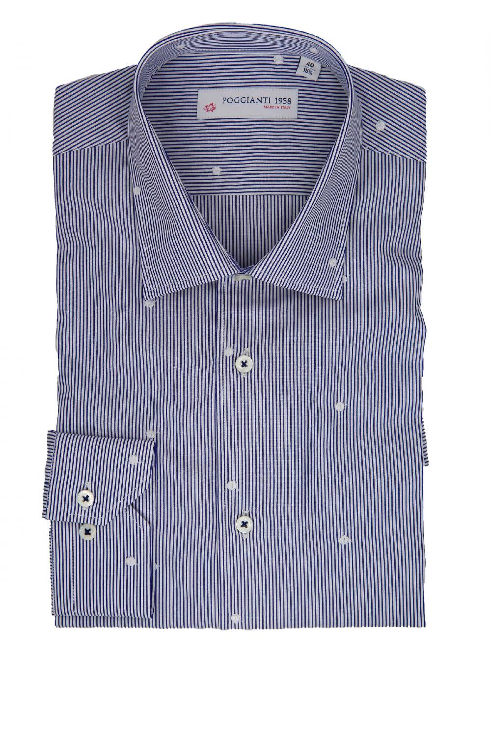Poggianti Camicia righe bianco/blu Collo Classico Vendite Flash