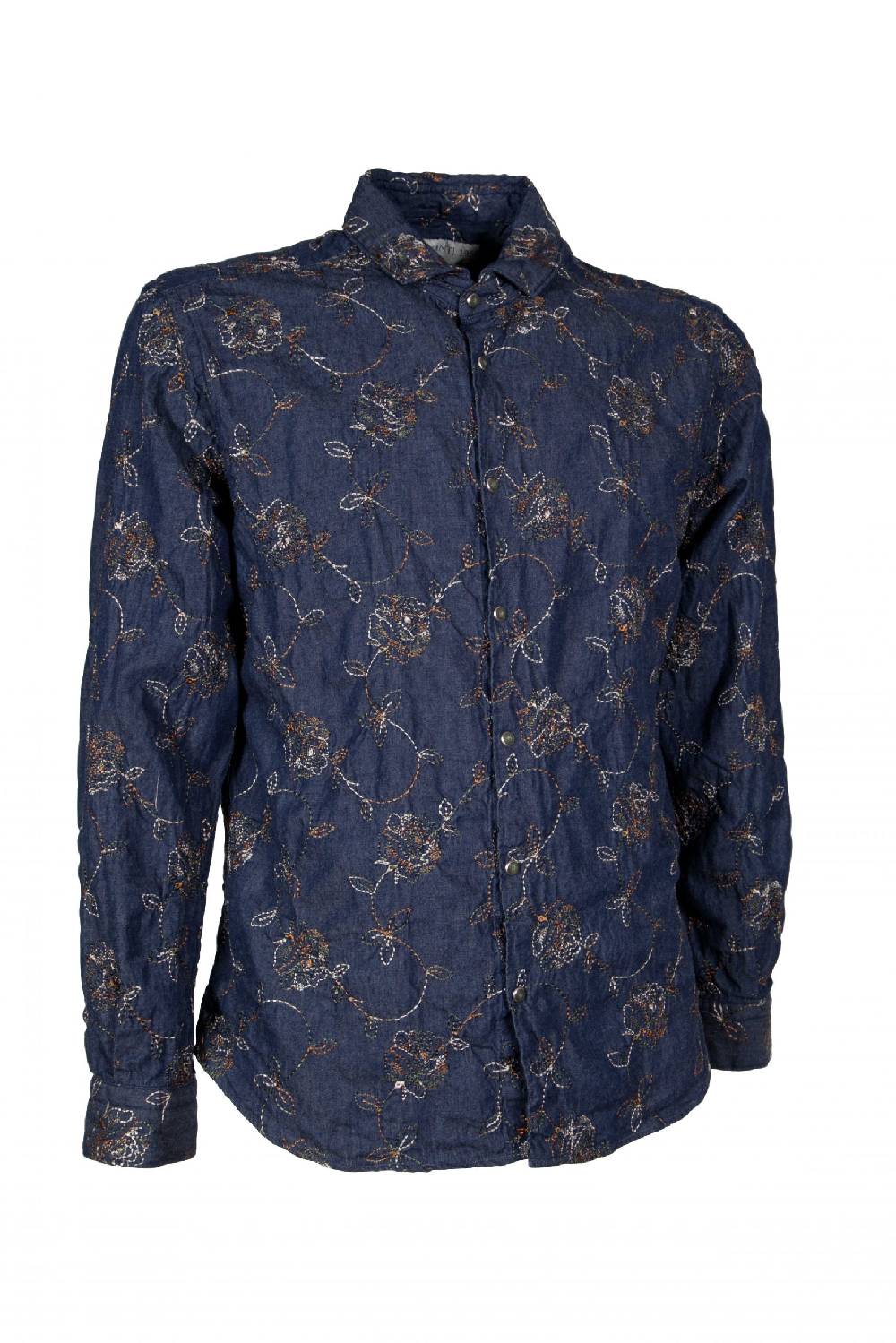 Poggianti Camicia uomo in Denim con Ricami FIRENZE-62-250 Italia