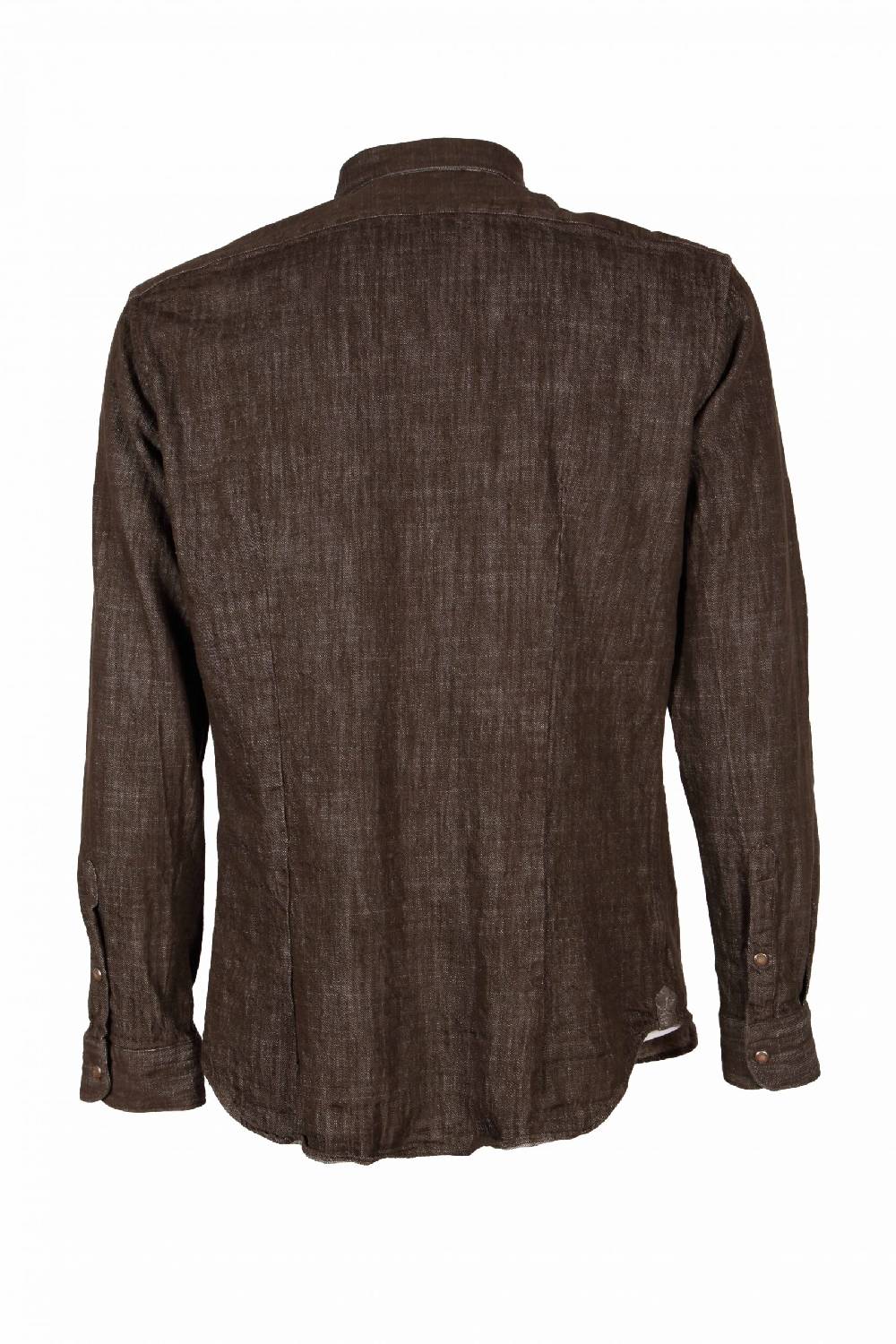 Poggianti Camicia uomo in denim verde militare CHIUSI-66F-233-02 In Linea