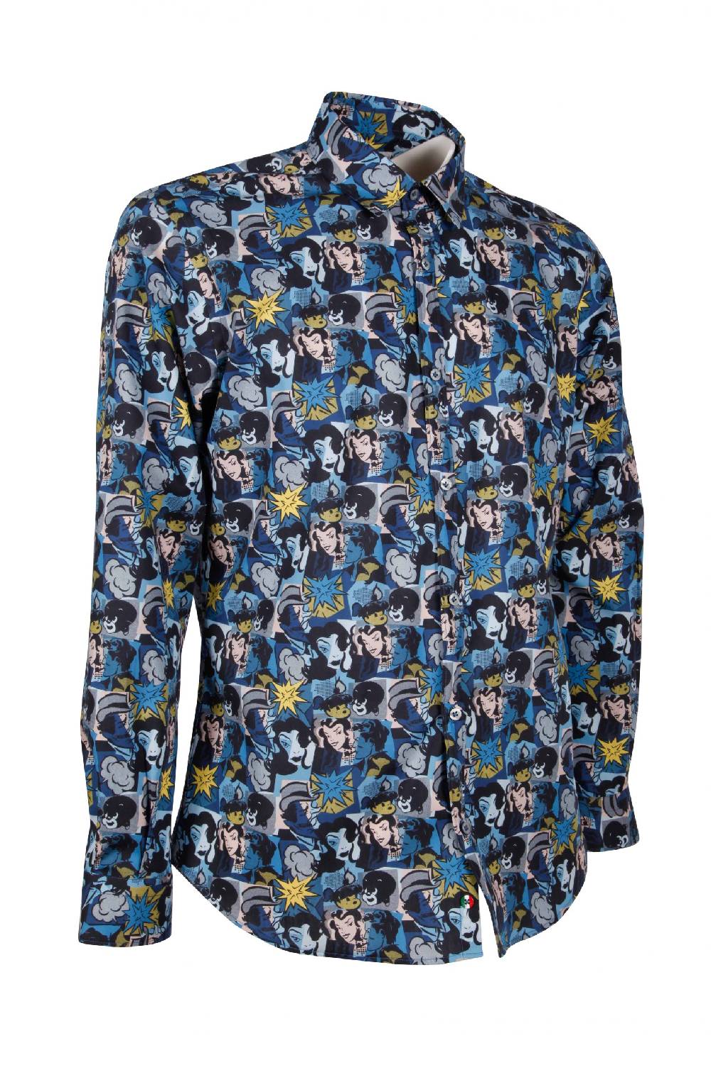 Poggianti Camicia uomo in cotone con stampa fumetti PISA-66F-179-01 Promozione